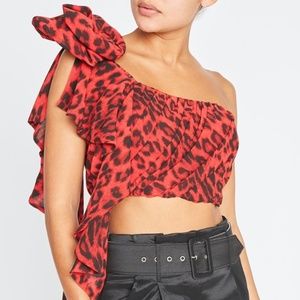 Leopard Cheetah Animal Print Chiffon Crop Top